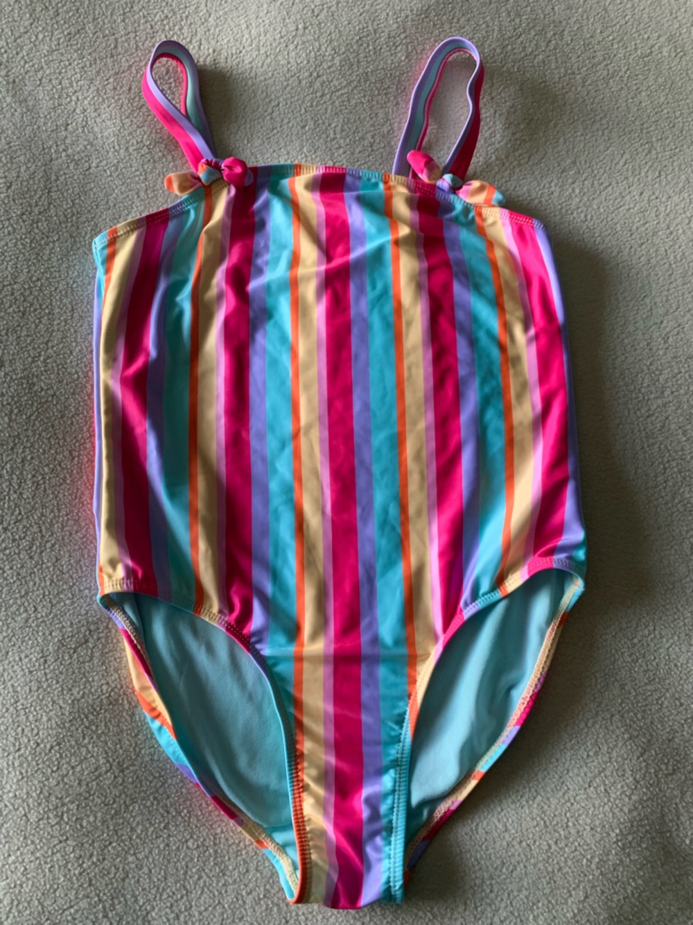 wonder nation Aqua Blue Swimsuit Bottom with Multicolor Stripe Trim